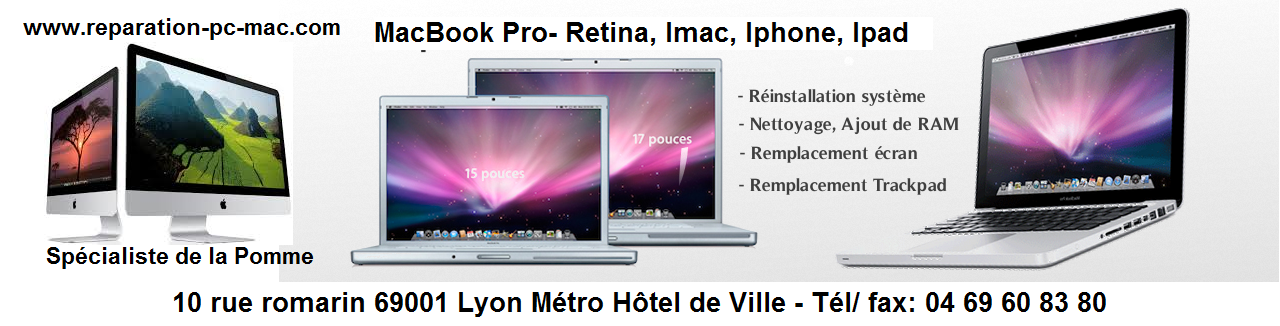 Réparation d'ordinateur PC, Mac, Macbook à Lyon.
